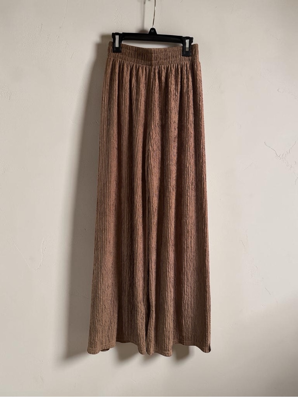 NEW Mix Brownish Mauve Textured Wide Leg Flowy Pants - Size Small